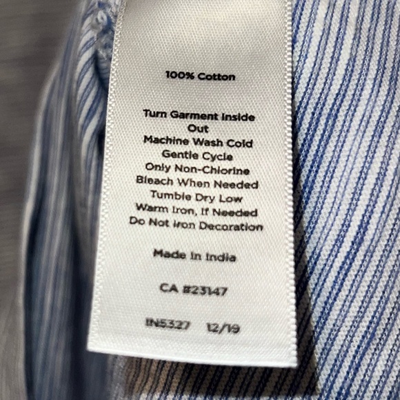 Talbots Women's Blue Striped Embellished 3/4 Sleeve Cotton Knit Top Size… - Picture 4 of 4